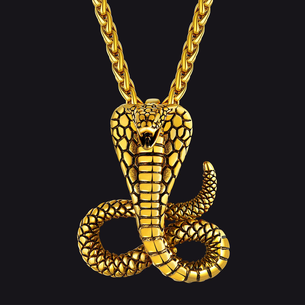 Punk Cobra Snake Pendant Necklace for Men