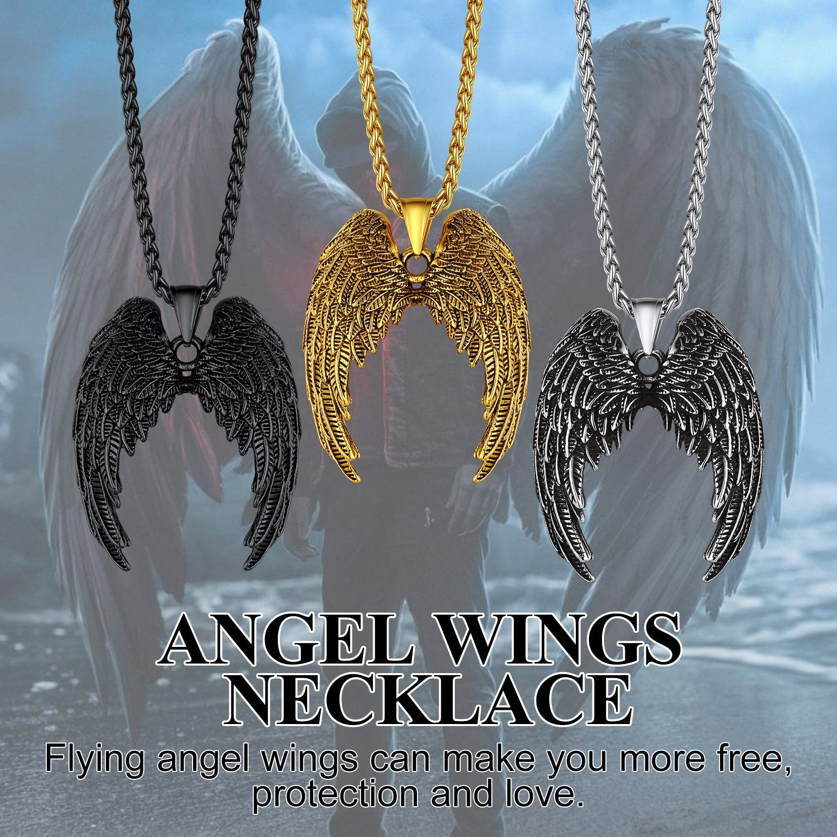 Flash Sale Angel Wings Pendant Necklace for Men and Women