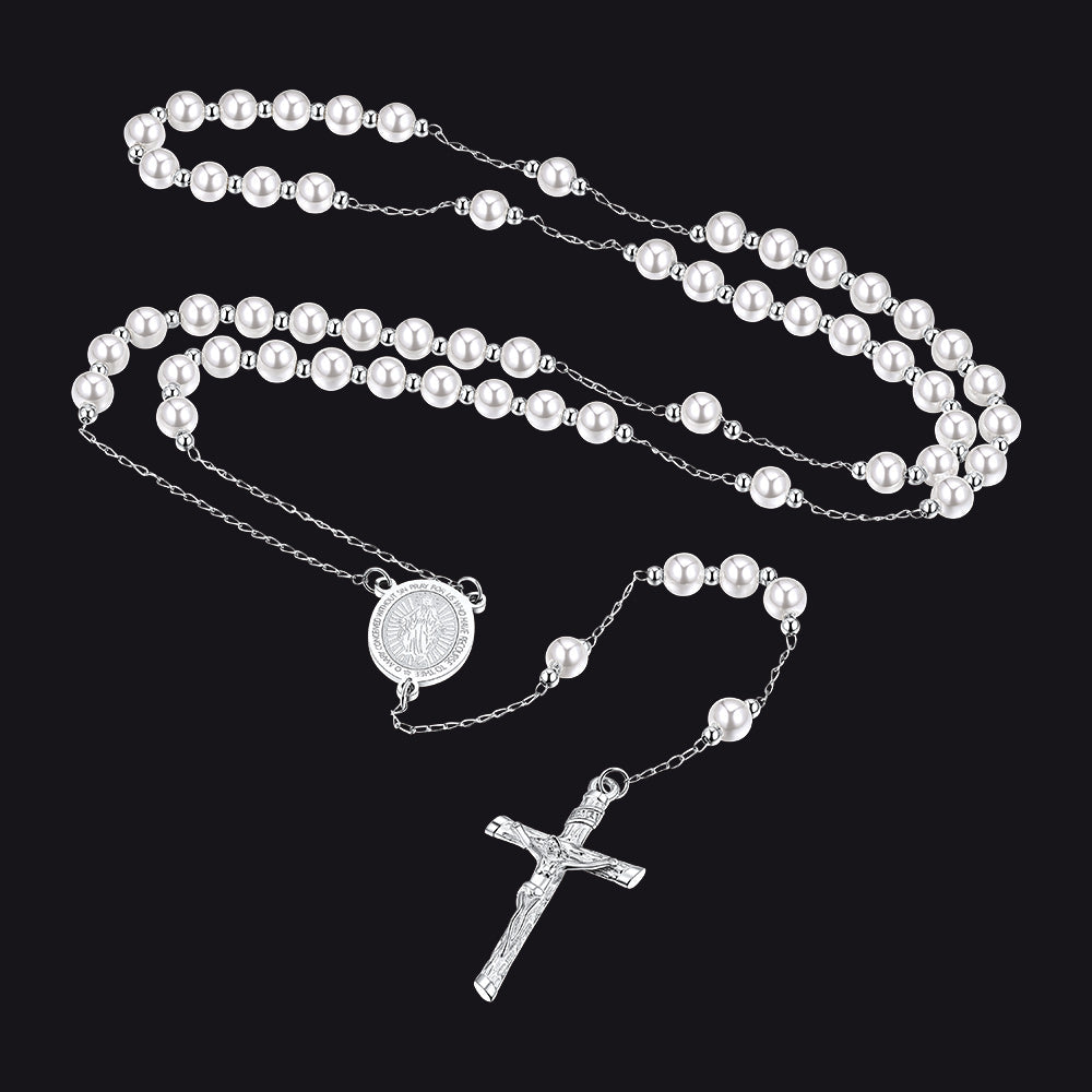 Catholic Virgin Mary Rosary Beads Necklace for Men Women
