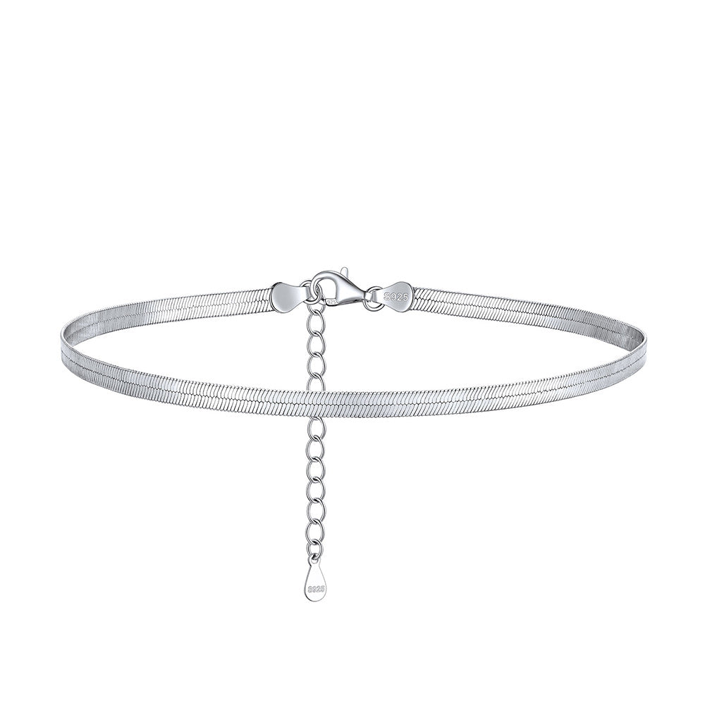 Sterling Silver Flat Snake Chain Anklet Bracelet for Women