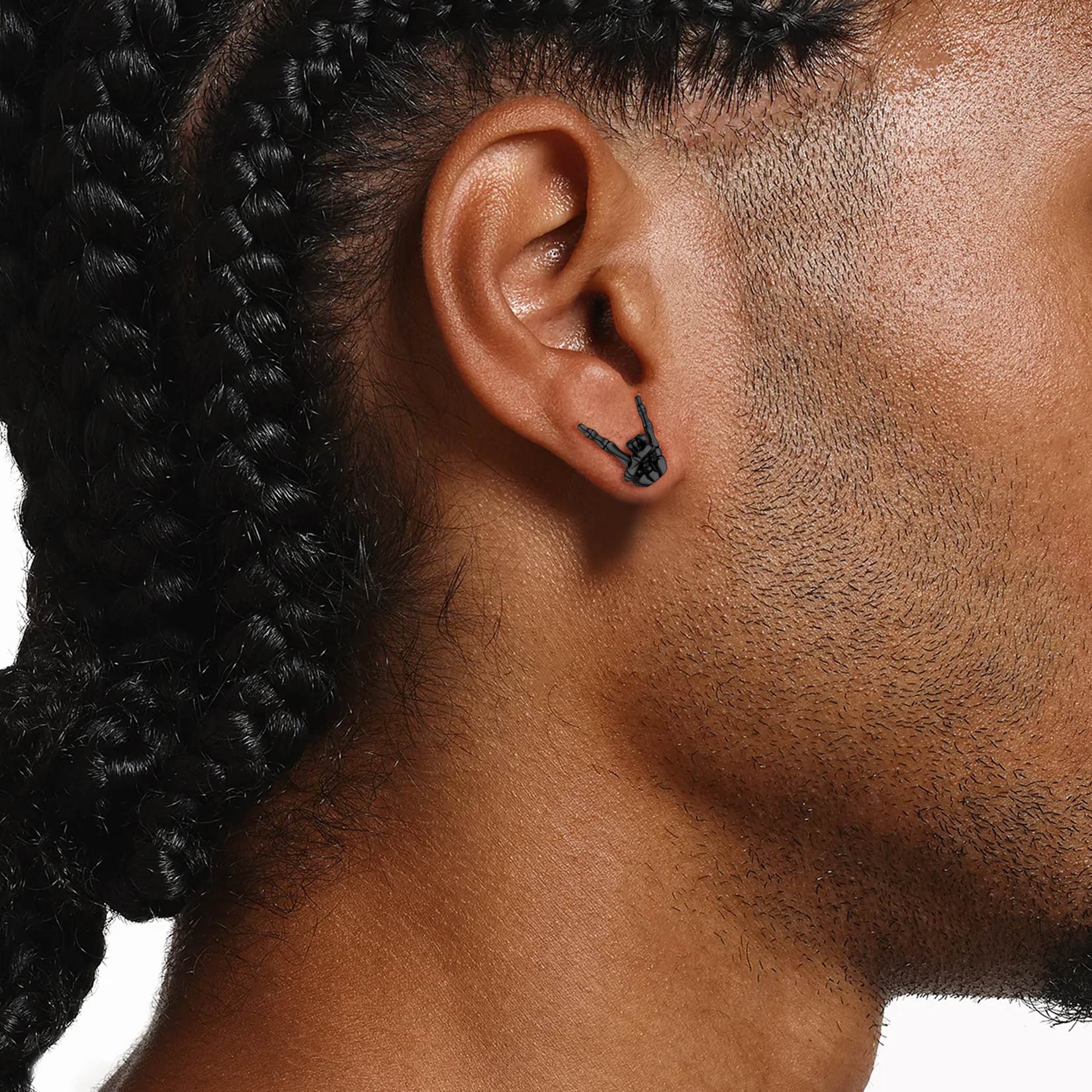 Skeleton Hand Stud Earrings for Men – 925 Sterling Silver Gothic Earrings