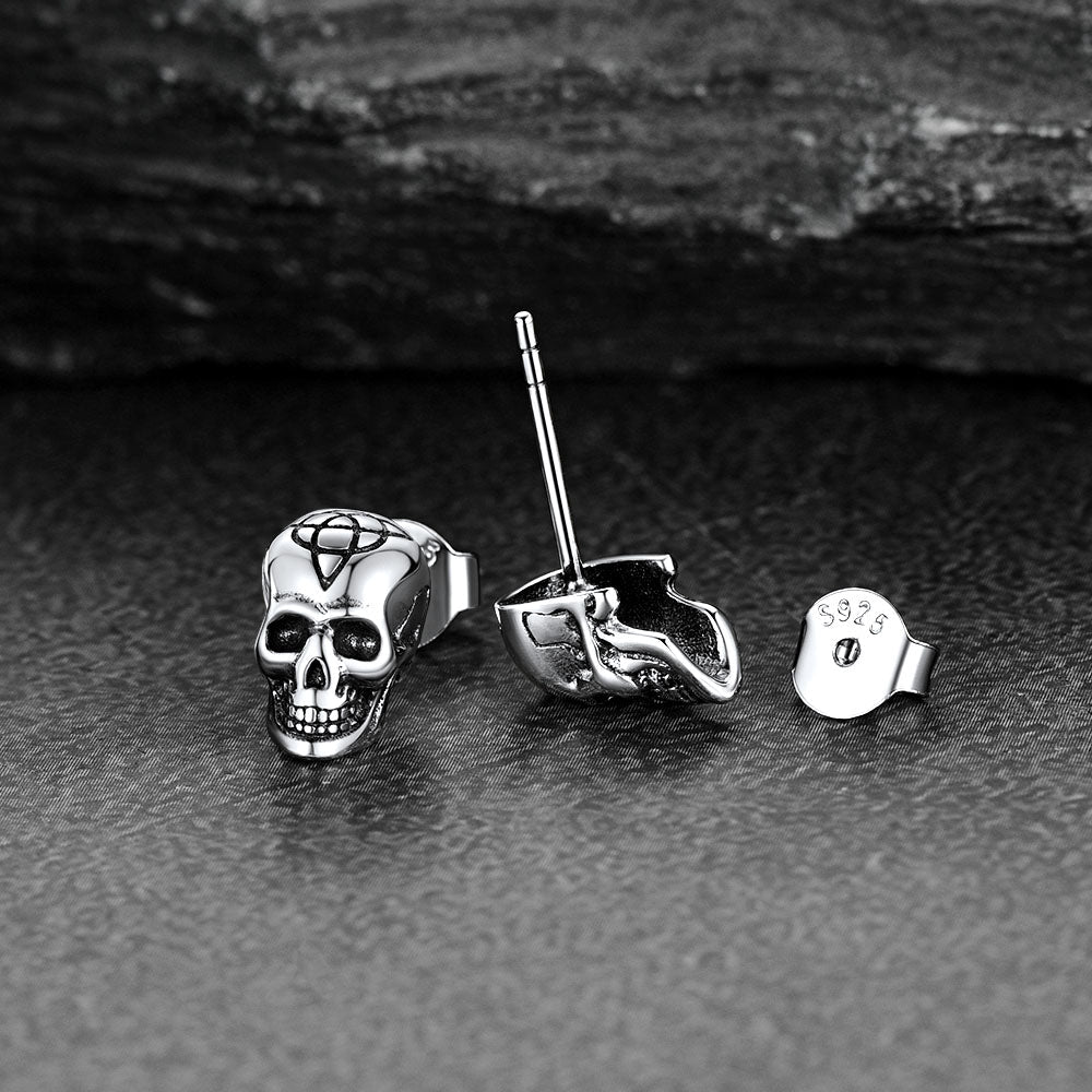 Celtic Triquetra Skull Stud Earrings for Men and Women
