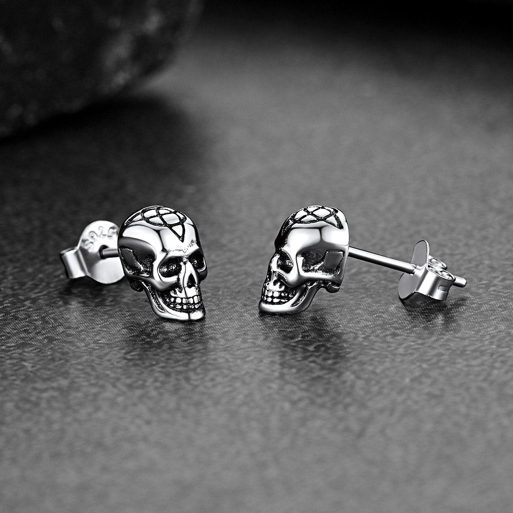 Celtic Triquetra Skull Stud Earrings for Men and Women