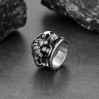 Gothic Punk Biker Skull Ring See No Evil Stainless Steel 6