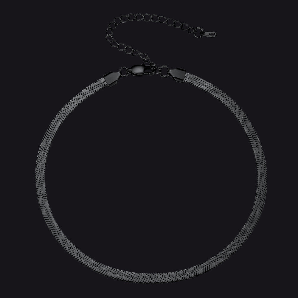 Snake Chain Link Choker Necklace For Men Women, 3mm/5mm Width