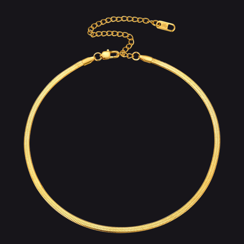 Snake Chain Link Choker Necklace For Men Women, 3mm/5mm Width