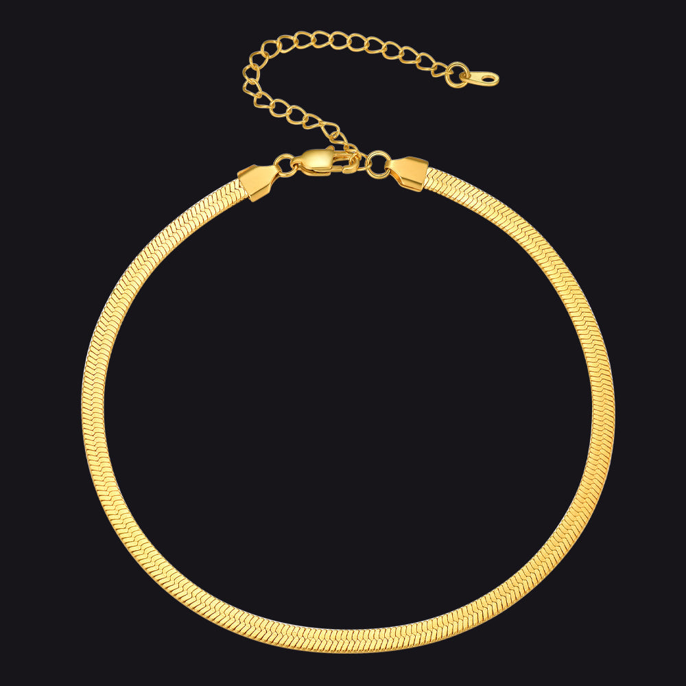 Snake Chain Link Choker Necklace For Men Women, 3mm/5mm Width