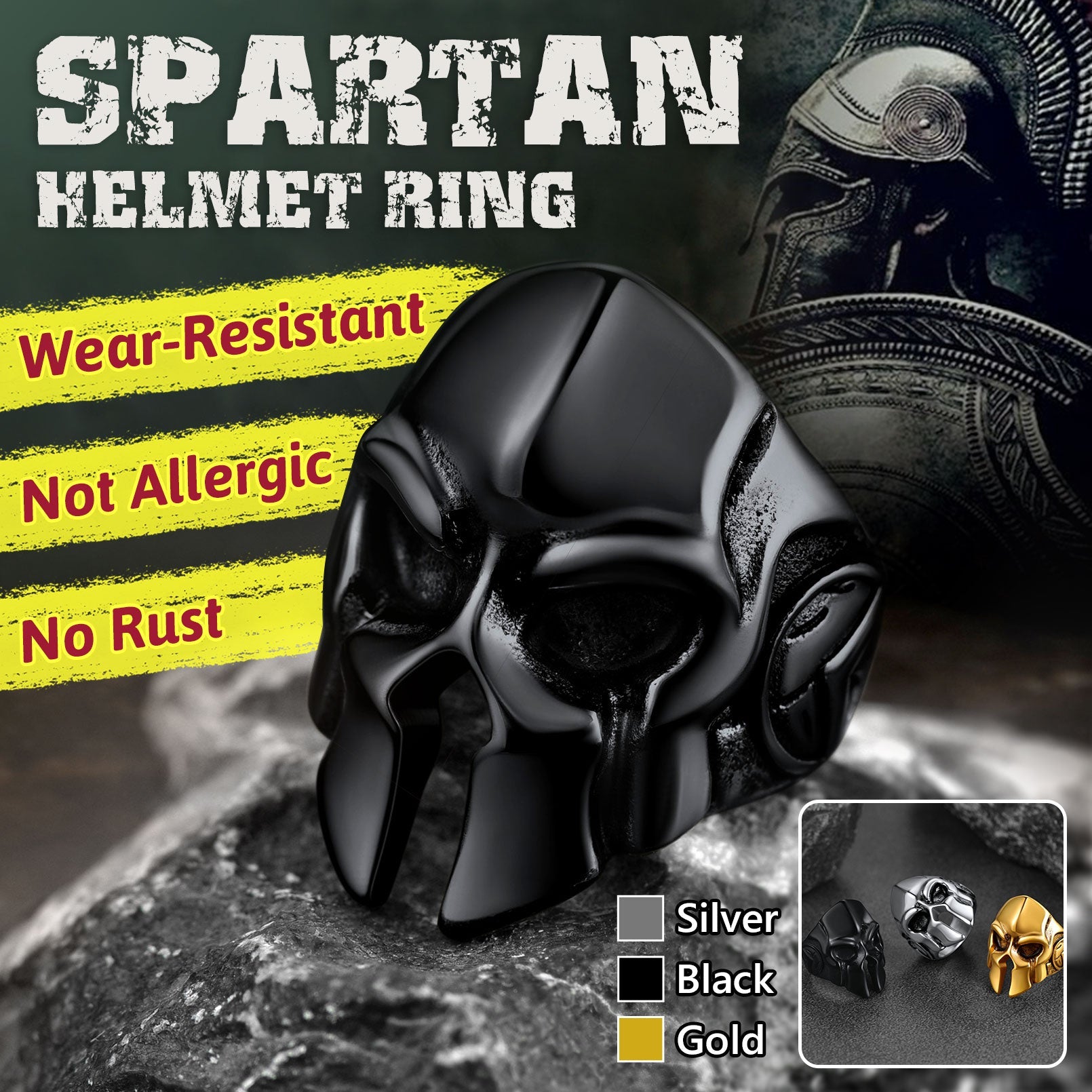 Flash Sale Stainless Steel Spartan Helmet Rings for Men