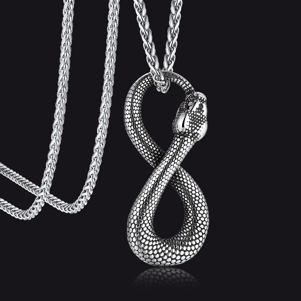 Punk Eight Pythons Infinity Snake Necklace for Men