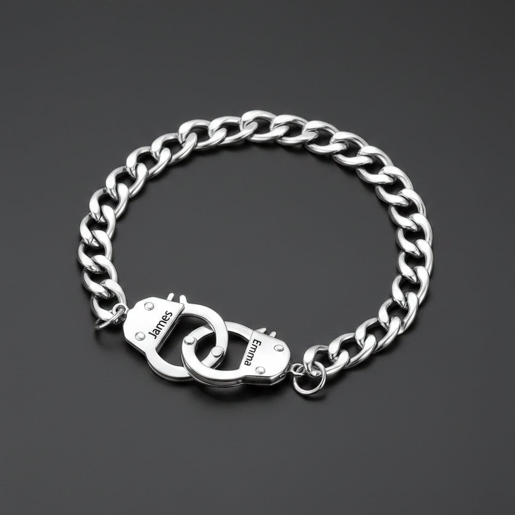 Stainless Steel Handcuffs Cuban Link Chain Bracelet for Men