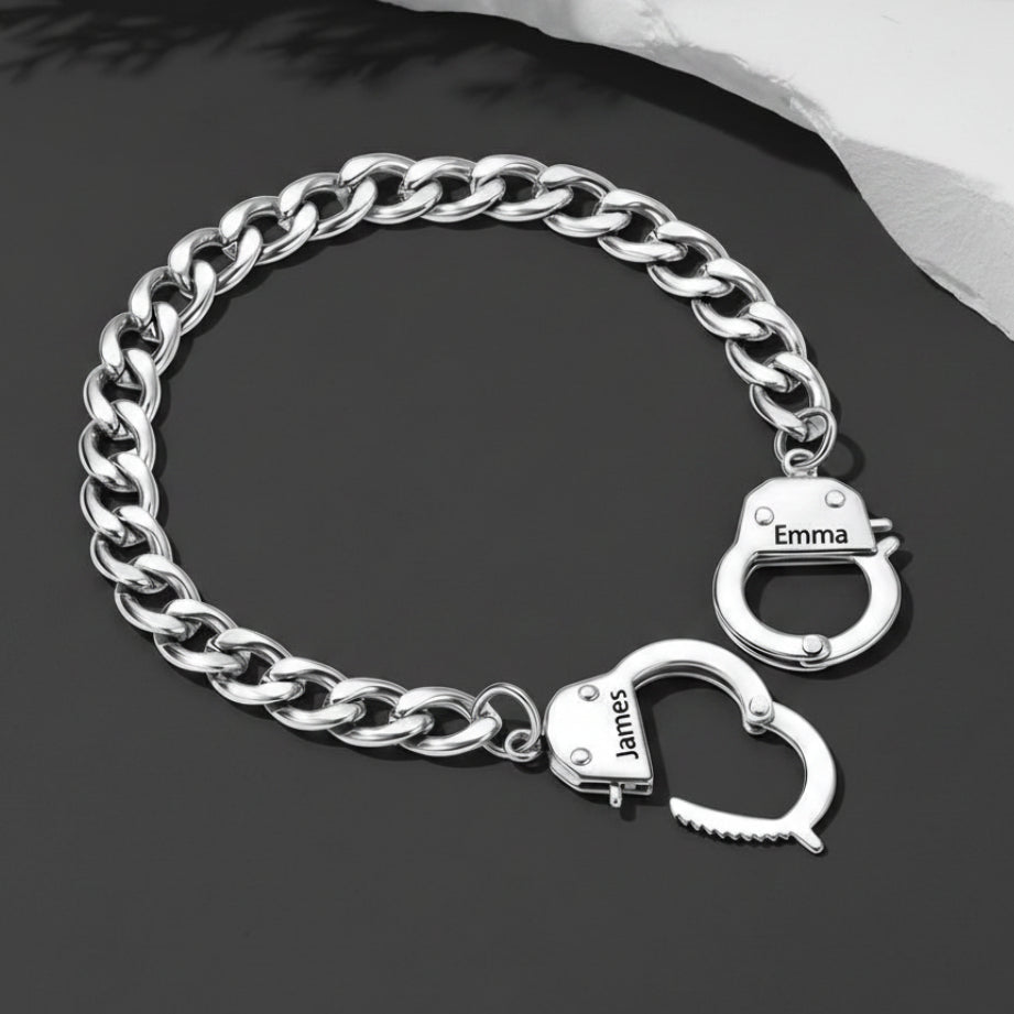 Stainless Steel Handcuffs Cuban Link Chain Bracelet for Men