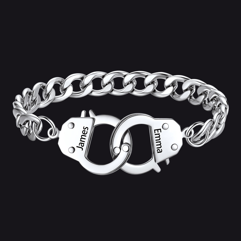 Stainless Steel Handcuffs Cuban Link Chain Bracelet for Men