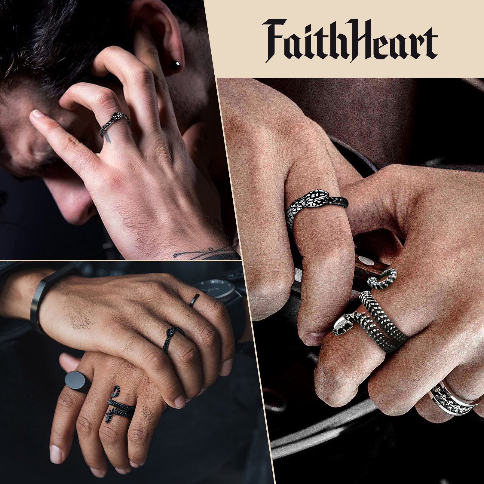 Stainless Steel Midi Snake Band Ring for Men and Women