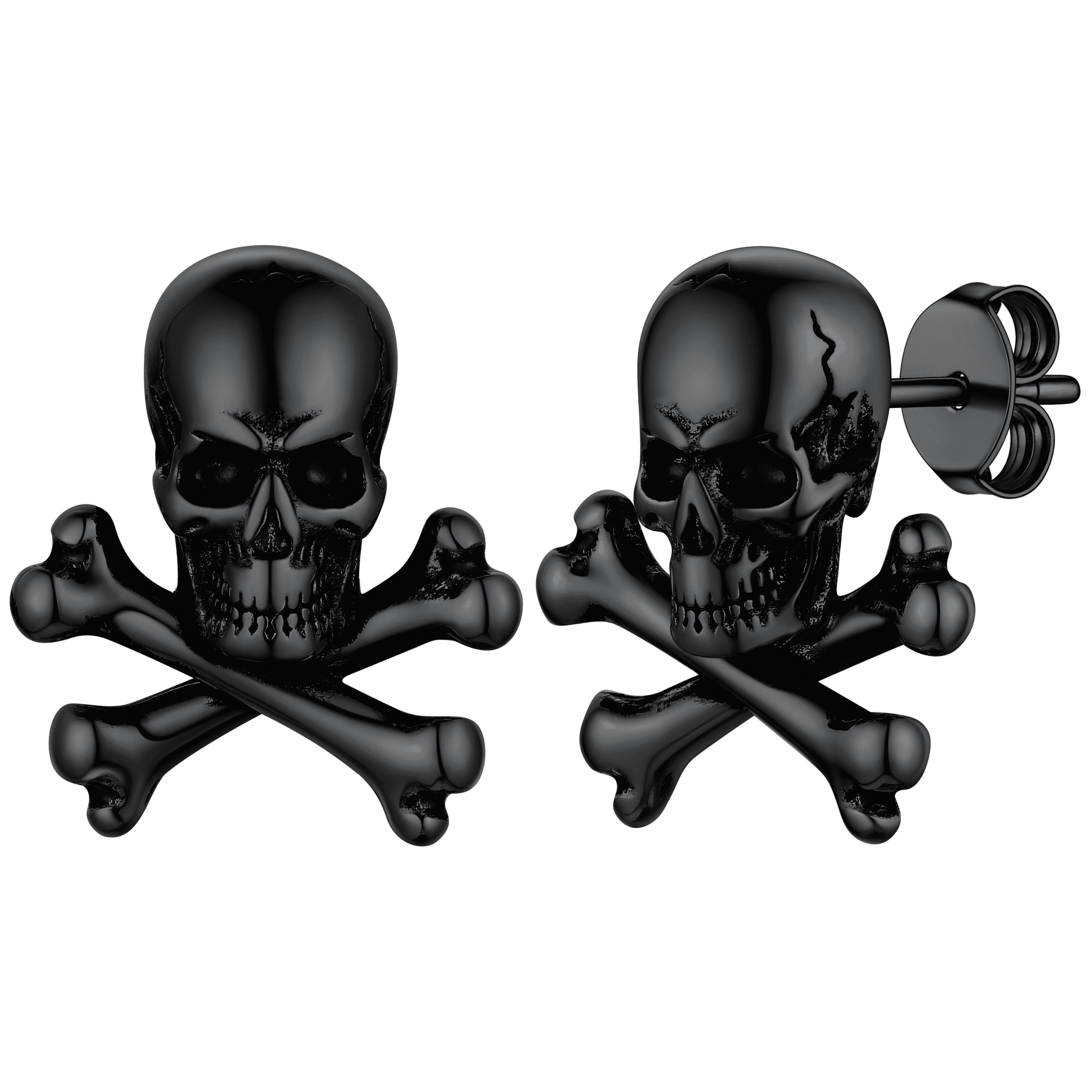 Punk Skull Crossbones Stud Earrings For Men