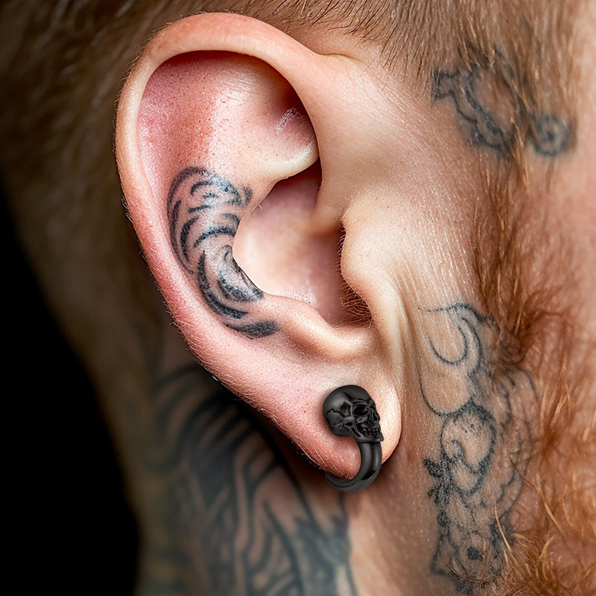 Gothic Skull Huggie Half-Circle Stud Earrings Jewelry for Men and Women