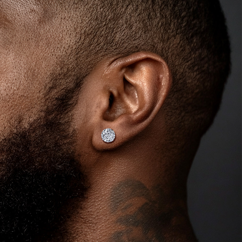 925 Sterling Silver Diamond Stud Earrings for Men Women