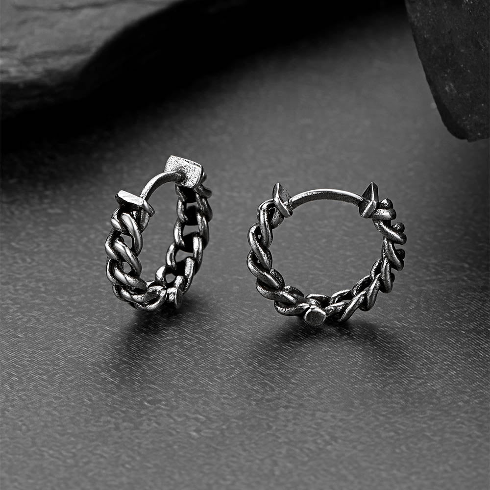 Tribal Vintage Chain Hoop Earrings for Men