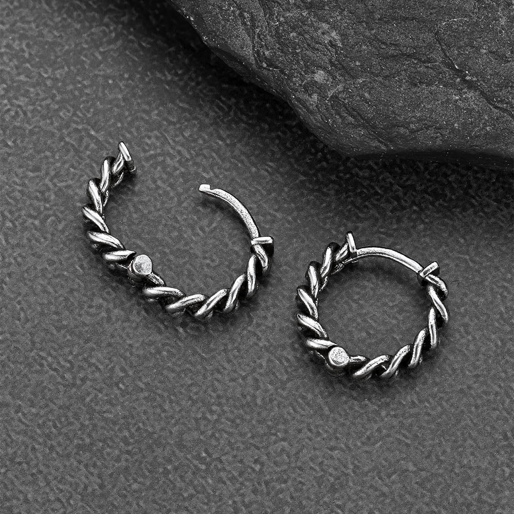 Tribal Vintage Chain Hoop Earrings for Men
