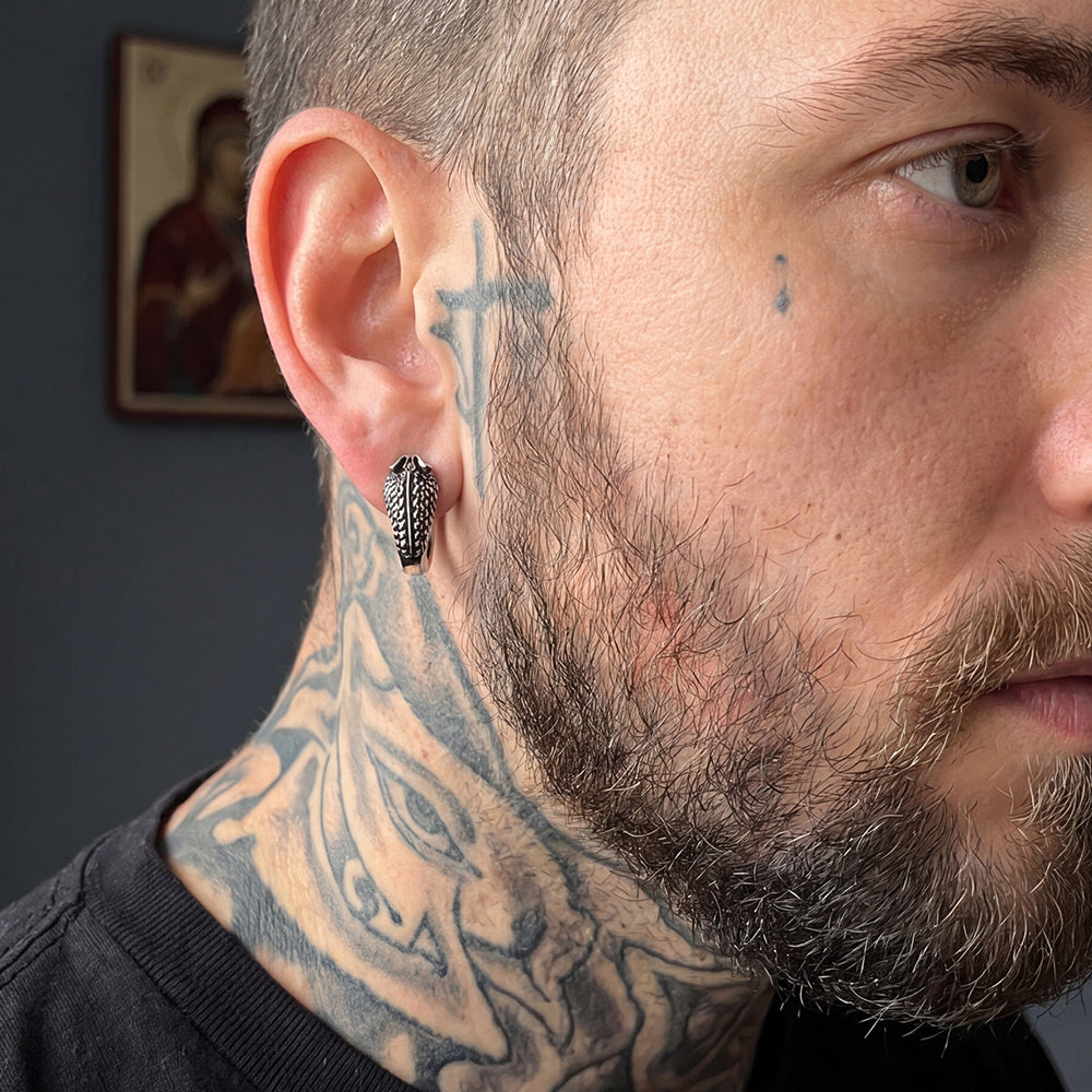 Gothic Animal Snake Hoop Earrings for Men 13mm Size
