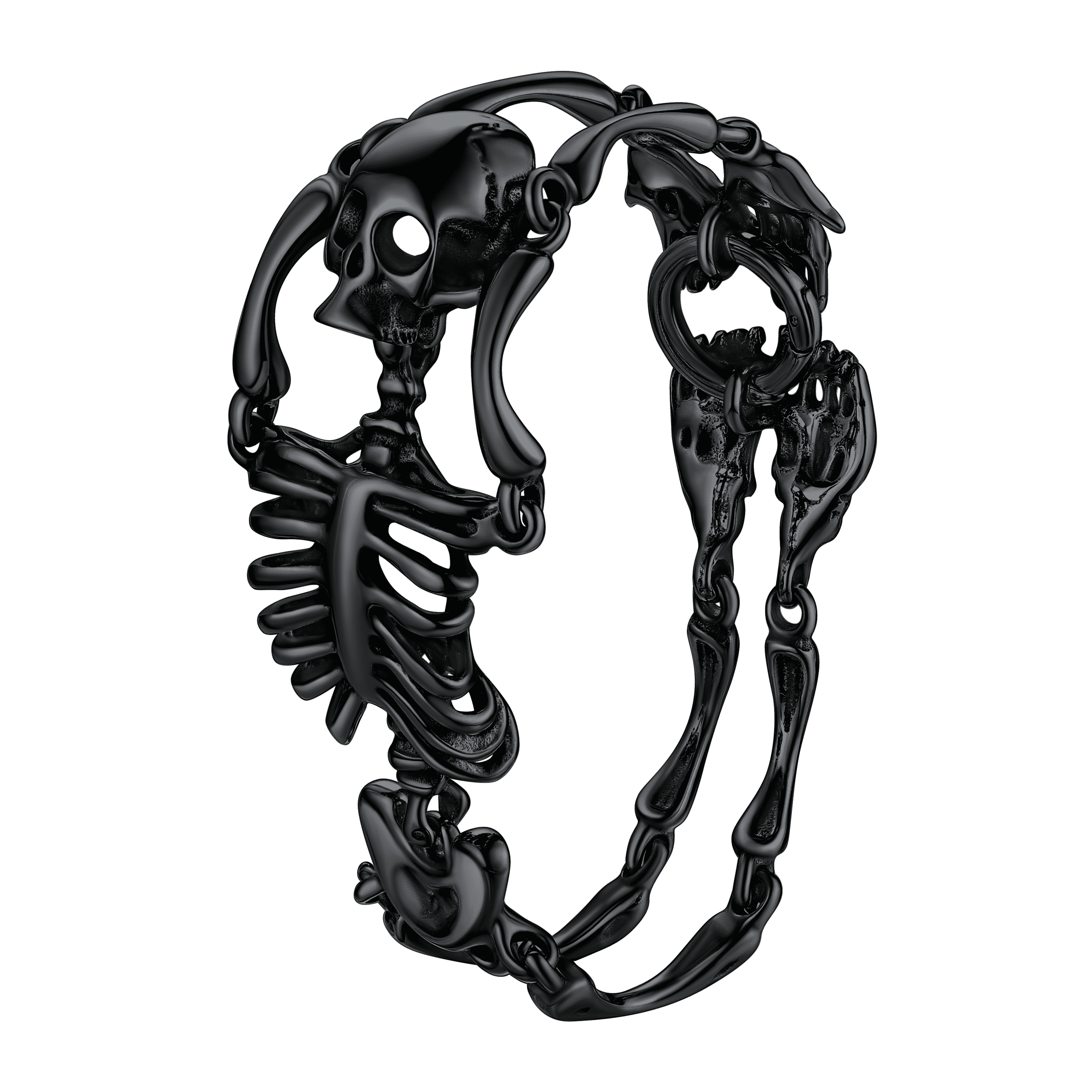 Gothic Society Stainless Steel Body Skull Skeleton Bracelet for Men