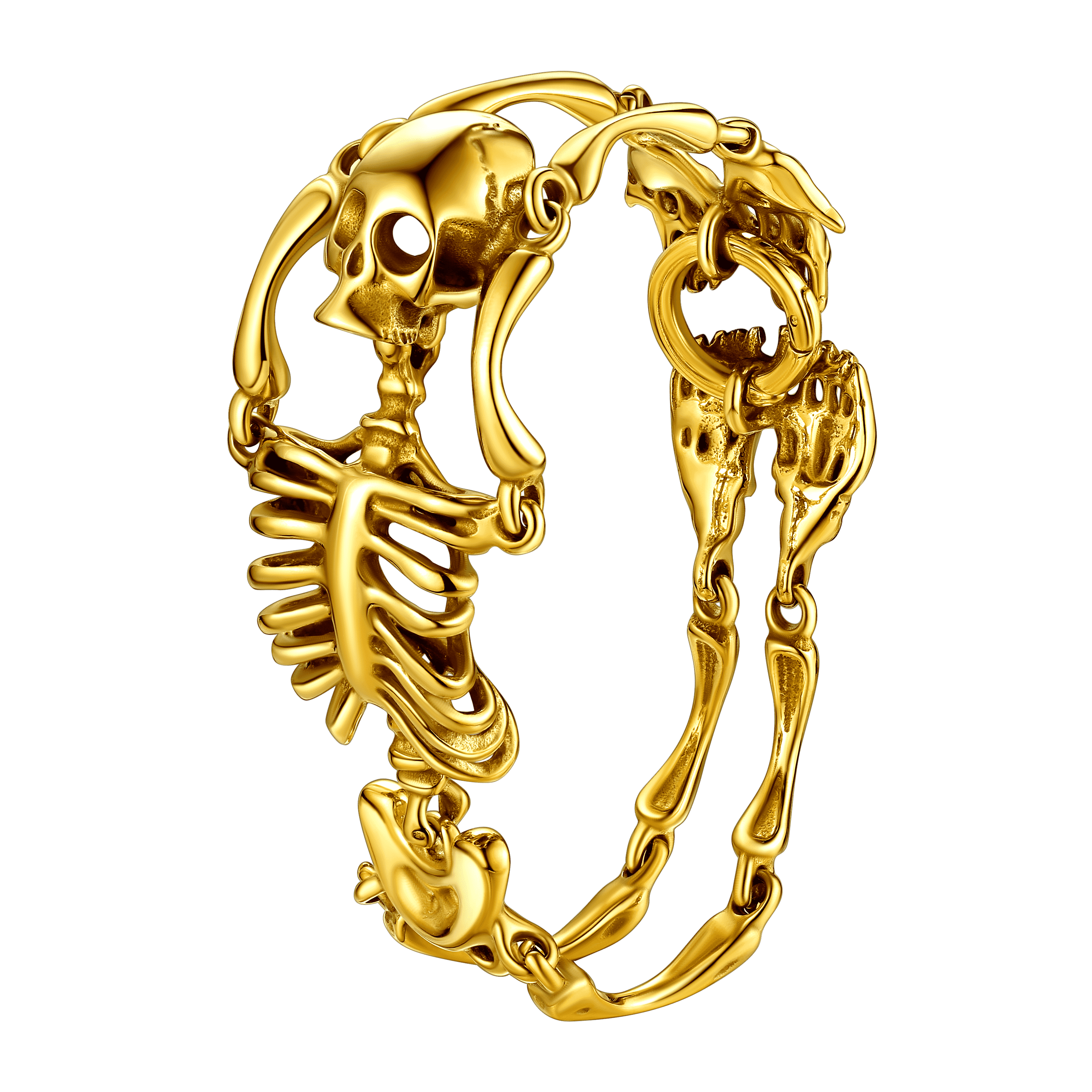Gothic Society Stainless Steel Body Skull Skeleton Bracelet for Men