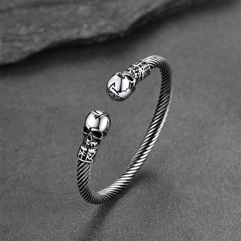 Skull Cuff Bracelet Adjustable Bangle for Men