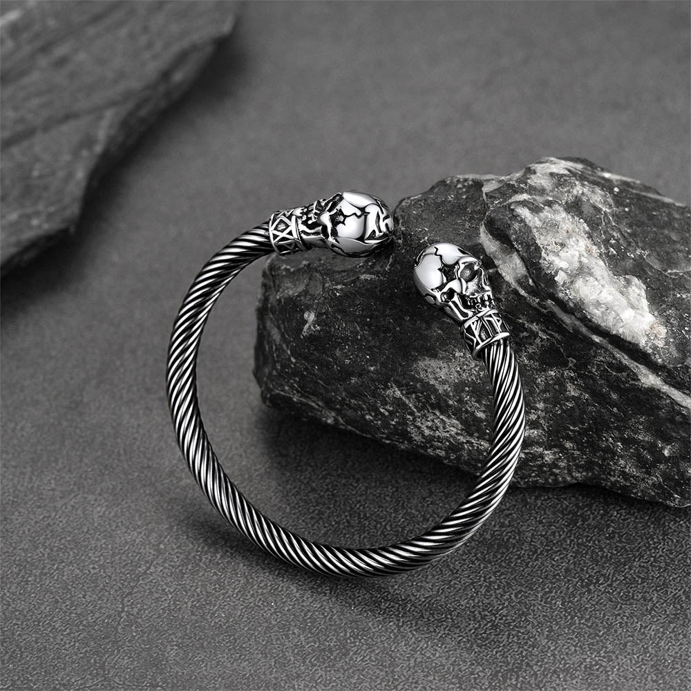 Skull Cuff Bracelet Adjustable Bangle for Men