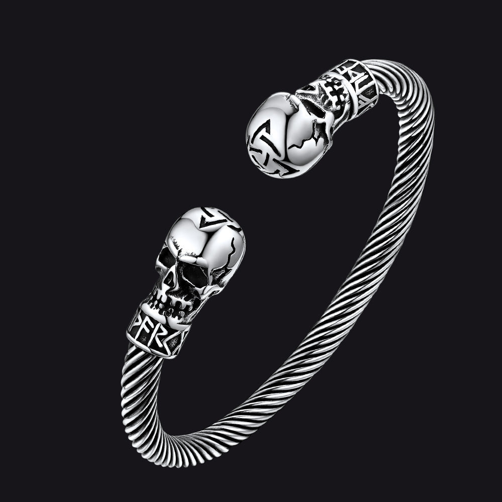 Skull Cuff Bracelet Adjustable Bangle for Men