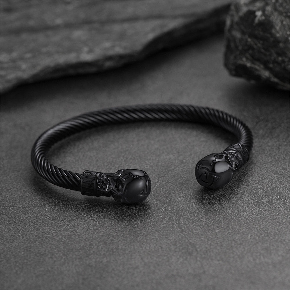 Skull Cuff Bracelet Adjustable Bangle for Men