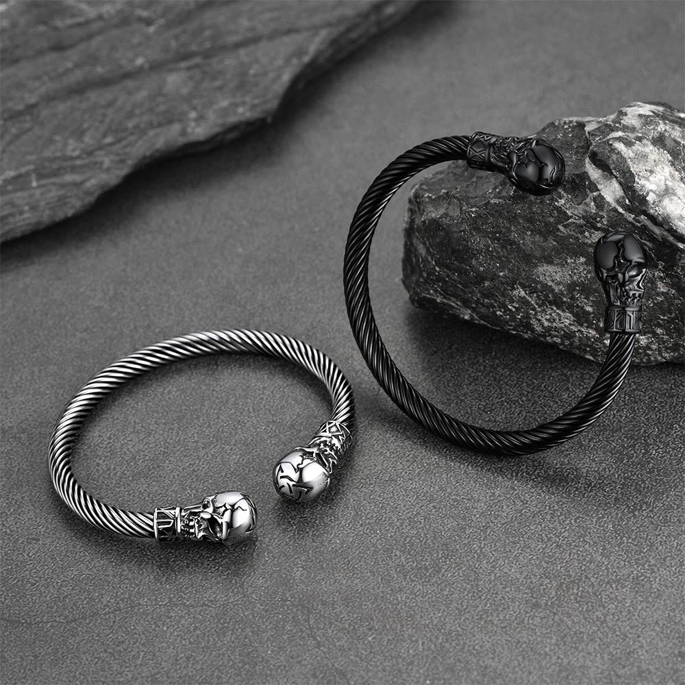 Skull Cuff Bracelet Adjustable Bangle for Men