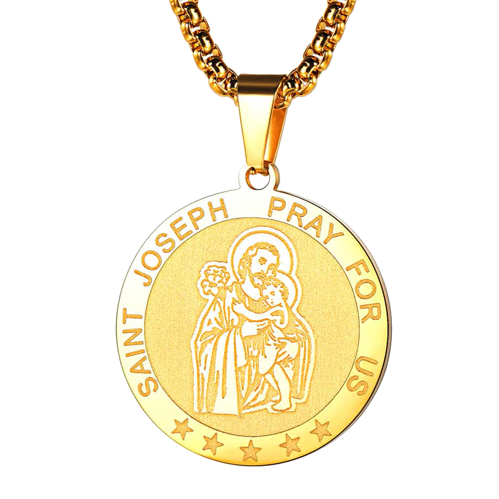 Flash Sale Engraved Catholic Saint Joseph Pendant Necklace