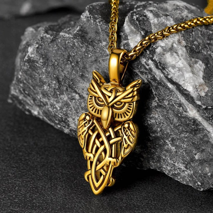 Celtic Owl Pendant Necklace Amulet Jewelry for Men