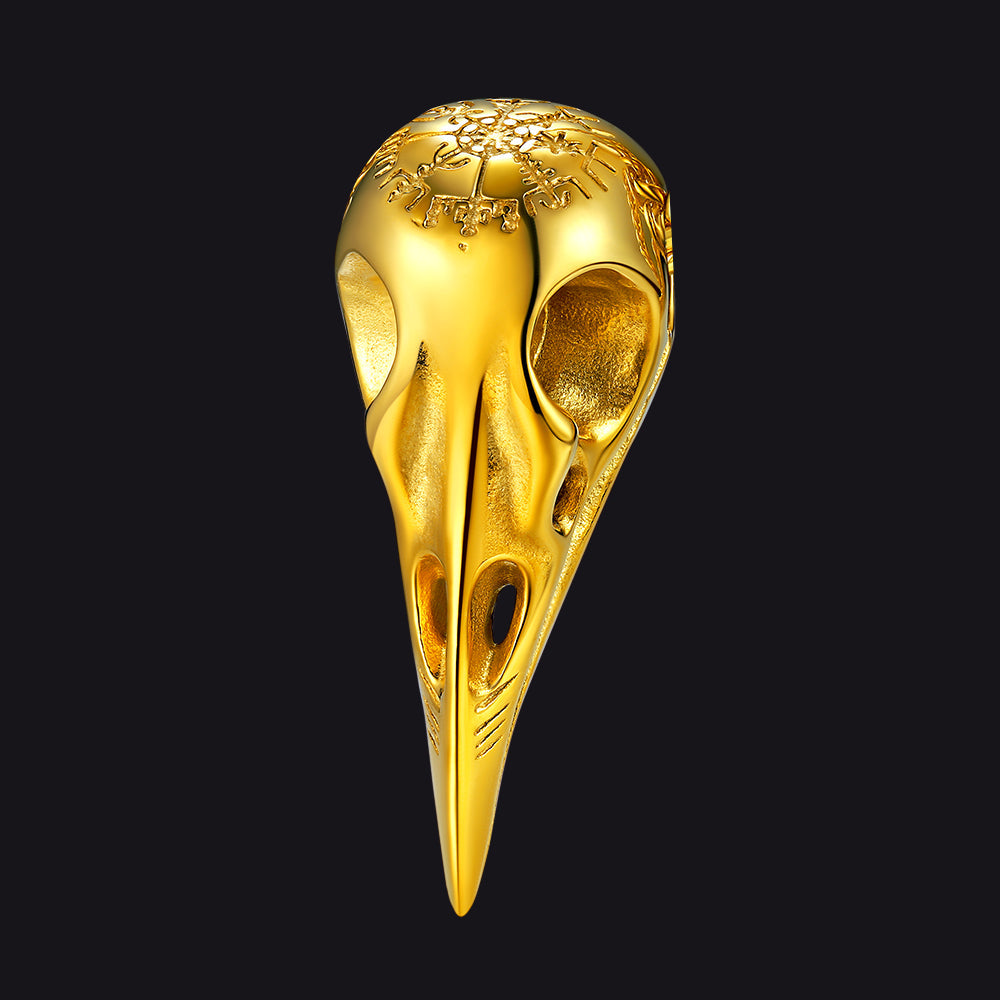 Compass Raven Skull Pendant