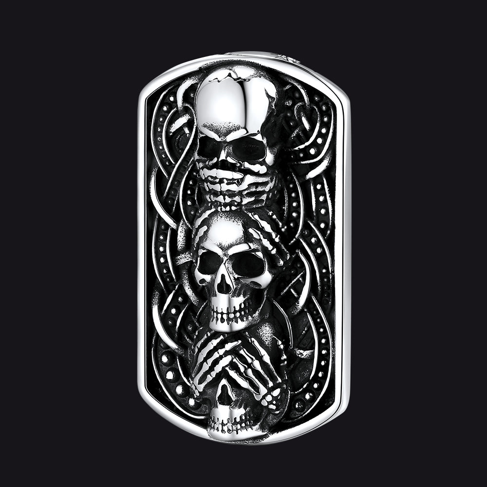 No Evil Skulls Dog Tag Pendant
