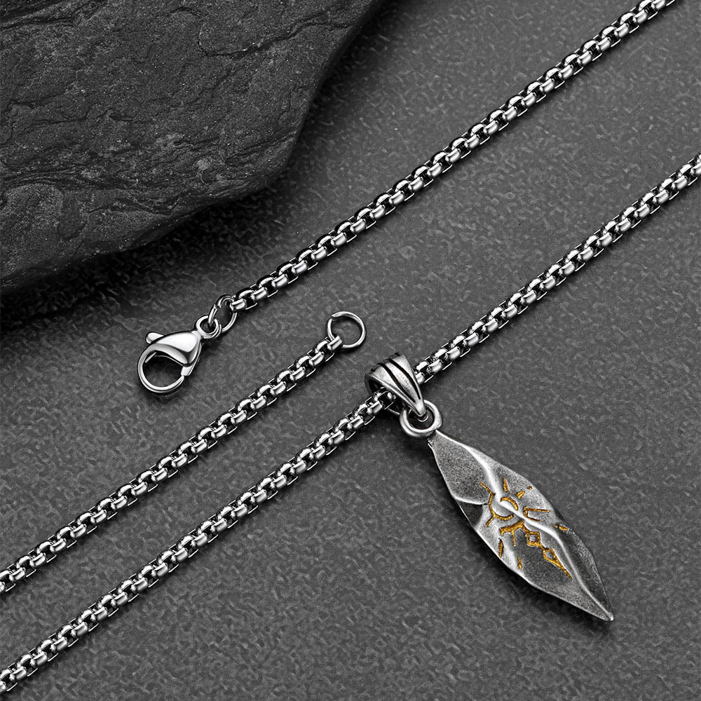 Punk Wishing Stone Tribal Rune Sun Pattern Necklace for Men