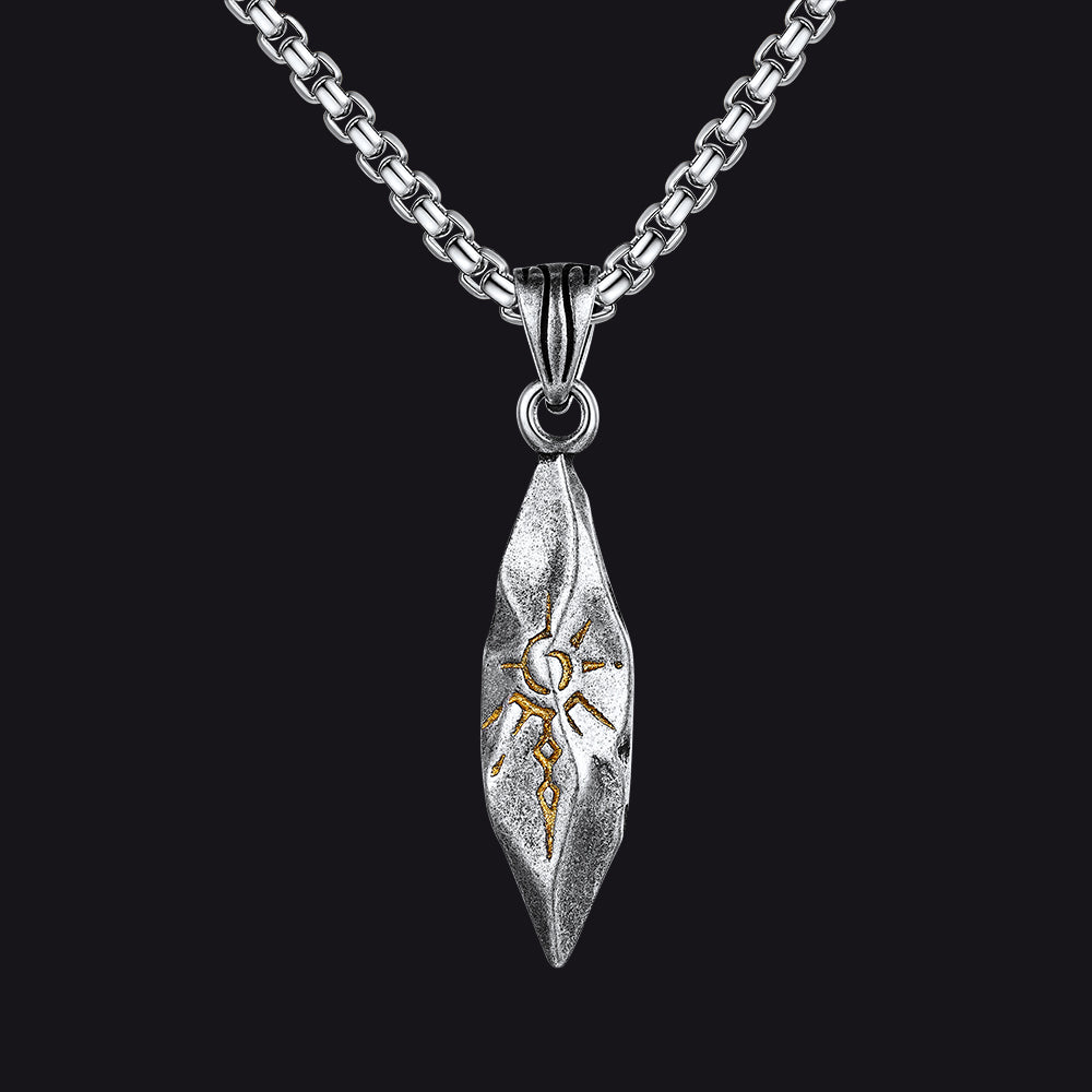 Punk Wishing Stone Tribal Rune Sun Pattern Necklace for Men