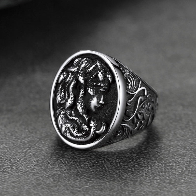 Medusa Snake Hair Ring Greek Mythology Signet Ring for Men Women