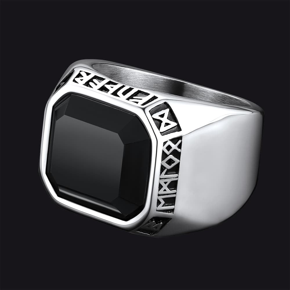Black Onyx Stone Ring Signet Ring For Men Size 07-12