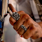 Gothic Punk Biker Skull Ring See No Evil Stainless Steel 3