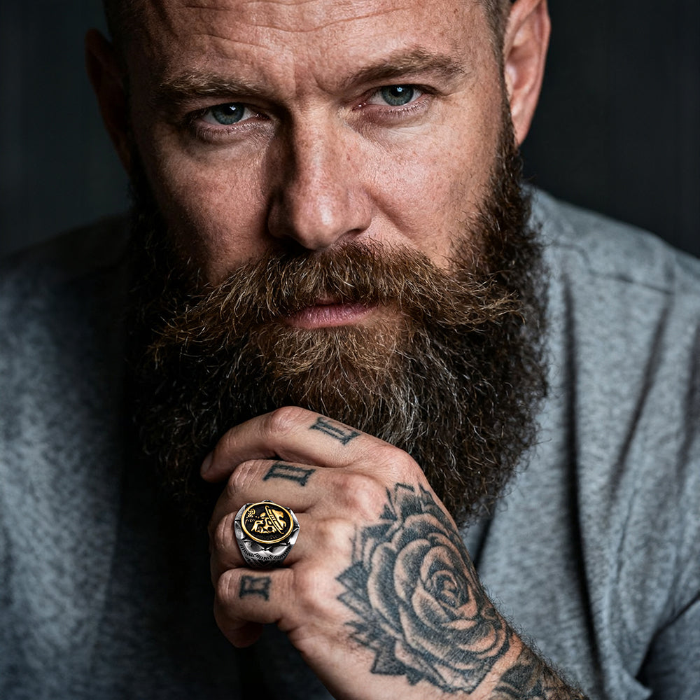 Halloween Gothic Punk Cowboy Hat Skull Ring for Men