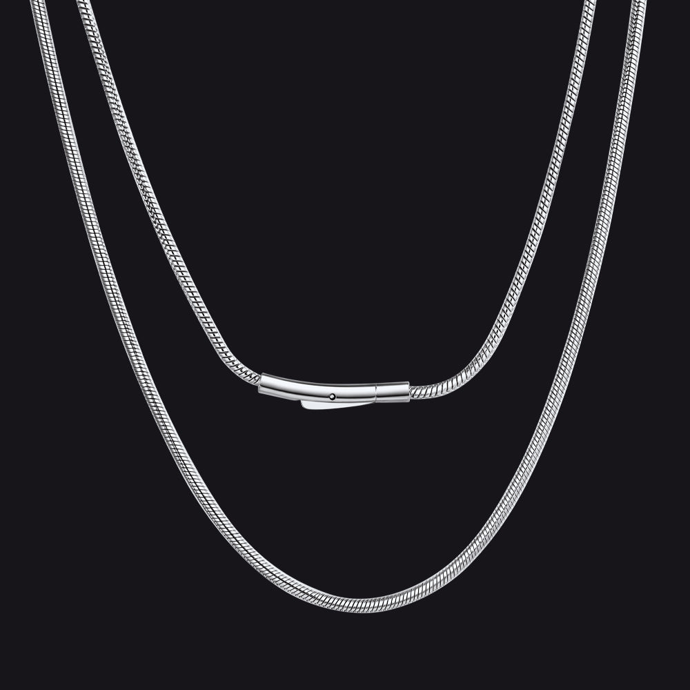 2mm Thin Snake Chain Stainless Steel Necklace for Men