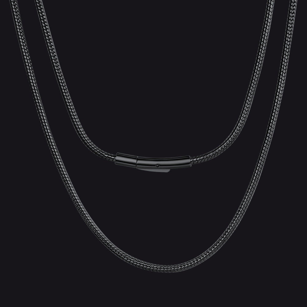 2mm Thin Snake Chain Stainless Steel Necklace for Men