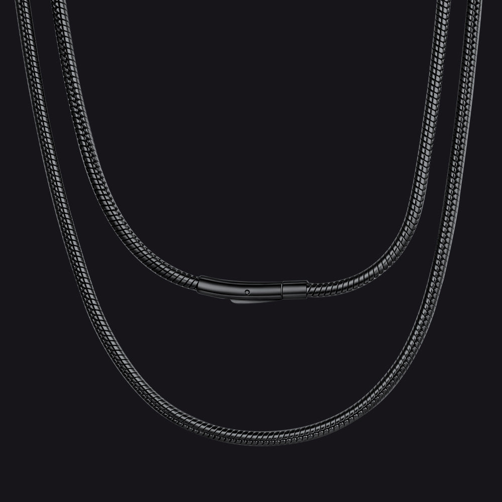 2mm Thin Snake Chain Stainless Steel Necklace for Men