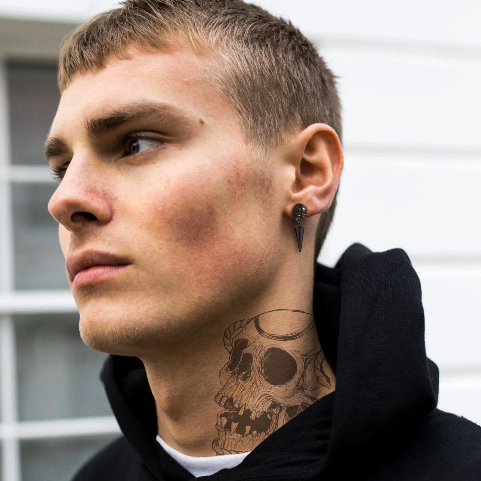 Flash Sale Vintage Punk Spike Skeleton Skull Earrings for Men