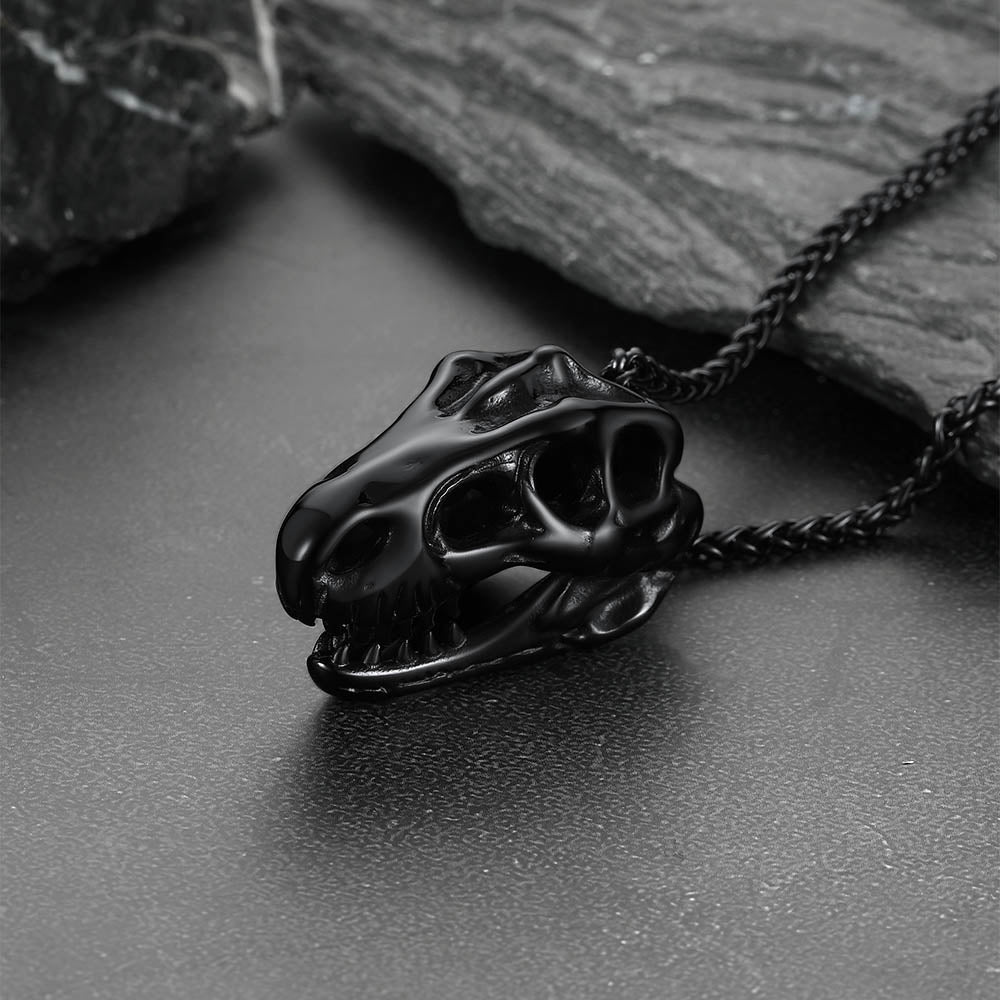 T-Rex Dinosaur Skull Head Necklace Pendant for Men
