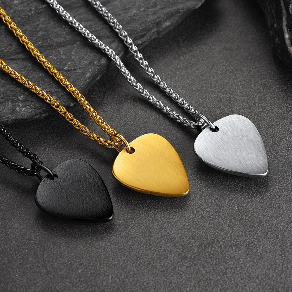 Punk Skull Guitar Pick Pendant Necklace for Men