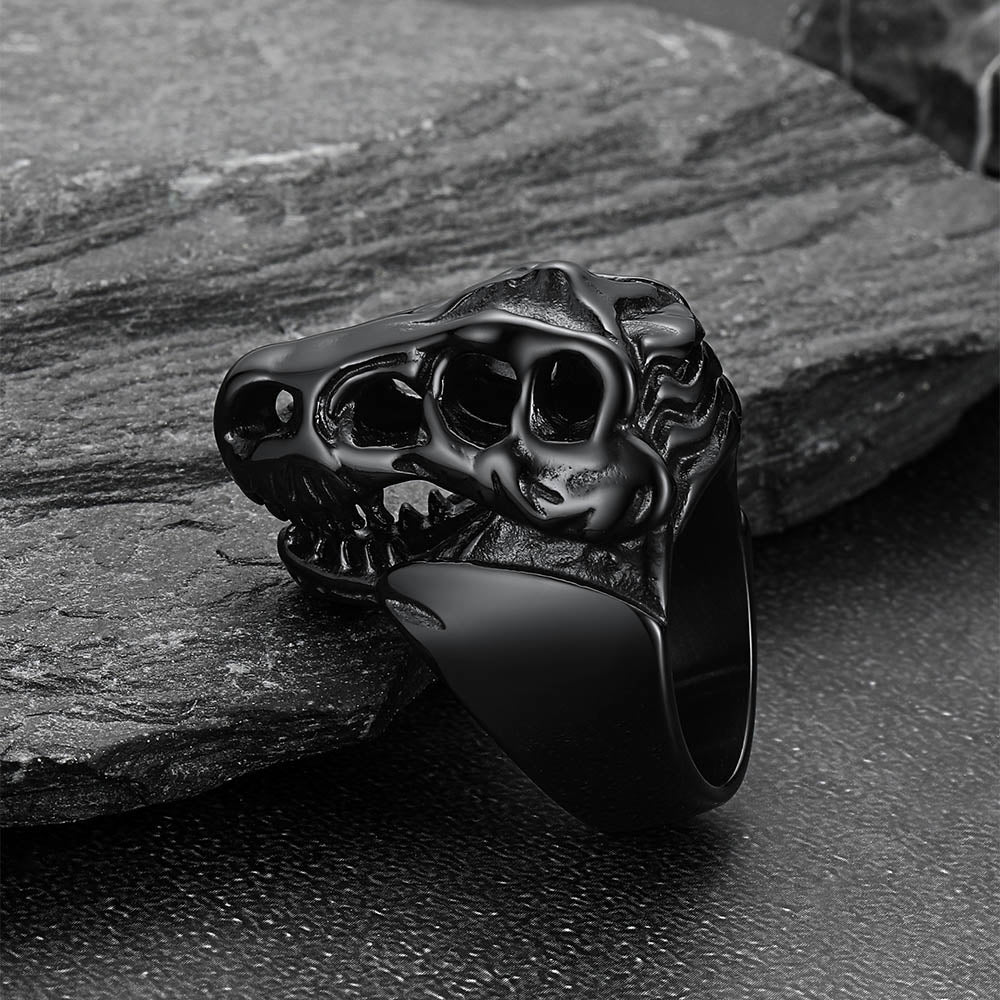 Biker Animal Chunky Dinosaur Head Stainless Steel Ring for Men