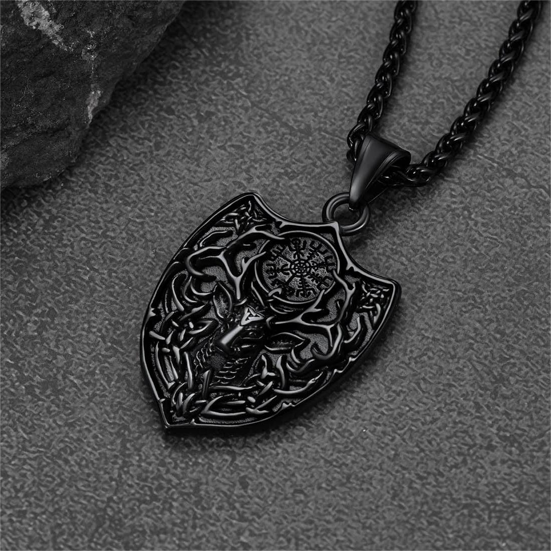 Flash Sale Norse Viking Compass Deer Necklace For Men