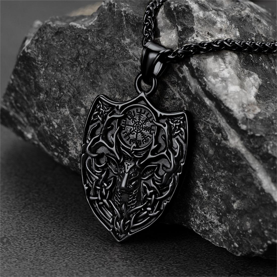 Flash Sale Norse Viking Compass Deer Necklace For Men