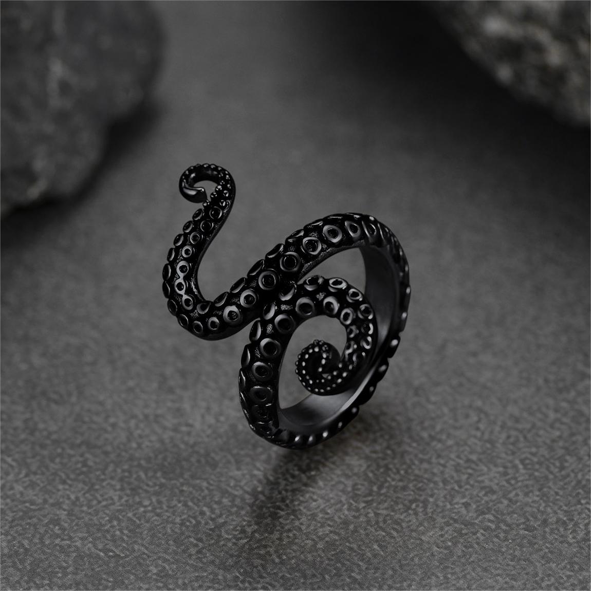 Punk Octopus Tentacle Ring For Men in Stainless Steel